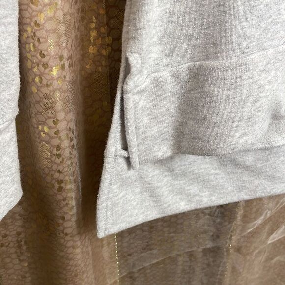 PINK Victoria’s Secret gray/black lace up tunic hoodie, size XS - Picture 3 of 5